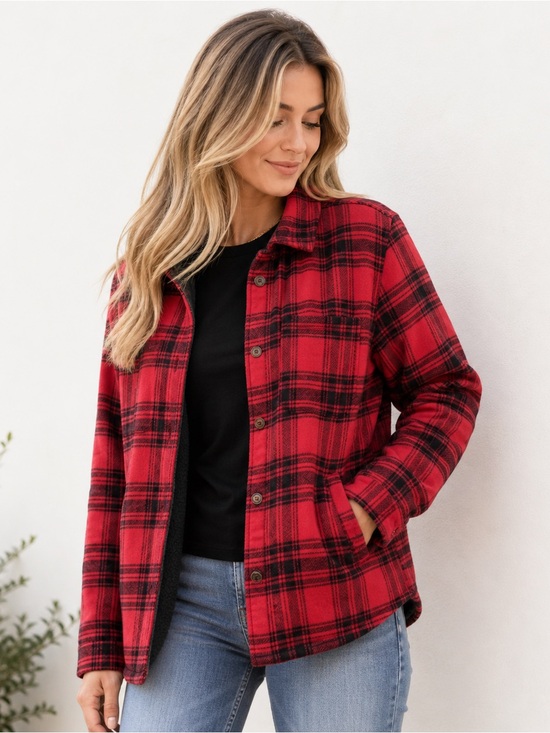 Carhartt Tops - Carhartt Red and Black Plaid Button-Down Shirt Jacket size small (4-6)